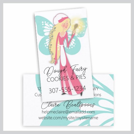 Customizable cute chef fairy cooking baking business cards