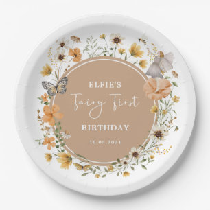 Blonde Fairy Princess Fall Wildflower Birthday Paper Plates