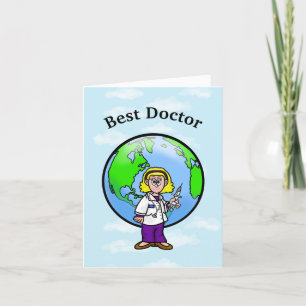 Blonde Female Doctor with Syringe Greeting Card
