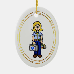 Blonde Female EMS Paramedic Ornament