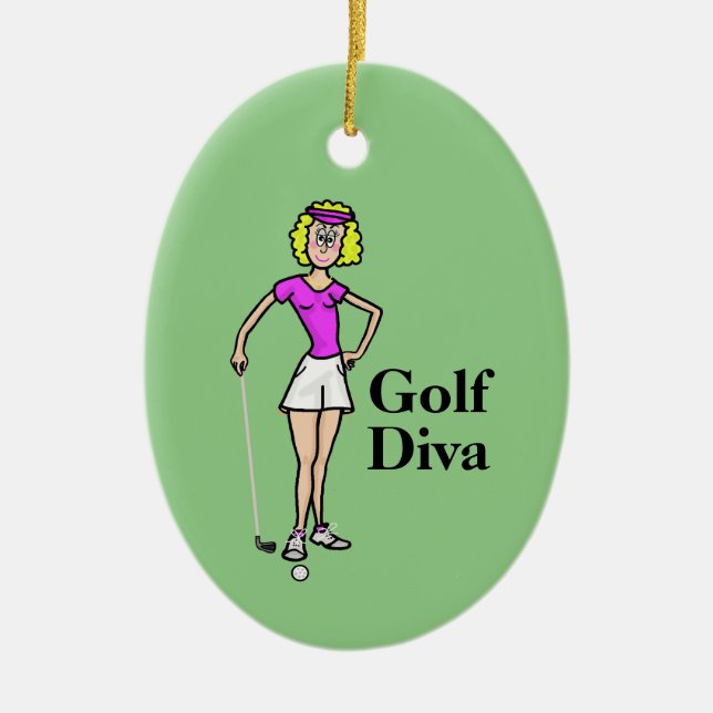 Blonde Female Golfer Christmas Ornament (Front)