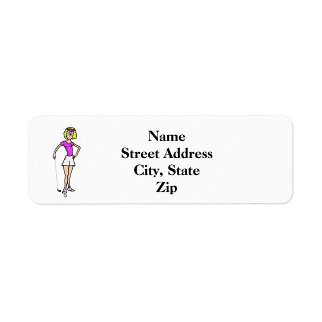 Blonde Female Golfer Return Address Label (Front)