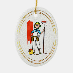 Blonde Female House Painter Ornament