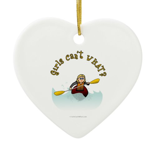 Blonde Female Kayaker Ceramic Ornament