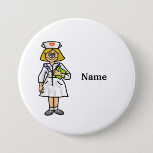 Blonde Female Nurse Button  Add Name!