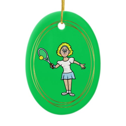 Blonde Female Tennis Player Christmas Ornament