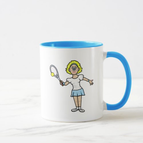 Blonde Female Tennis Player Mug