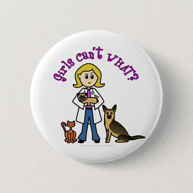 Blonde Female Veterinarian Button (Front)