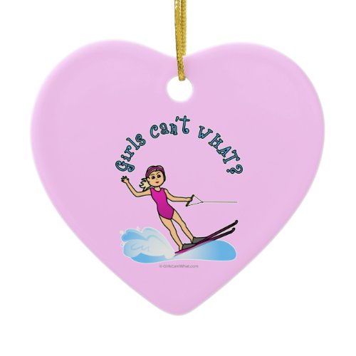 Blonde Female Water Skier Ceramic Ornament