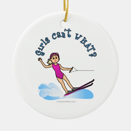 Blonde Female Water Skier Ceramic Ornament