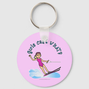 Blonde Female Water Skier Keychain