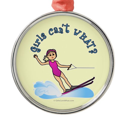 Blonde Female Water Skier Metal Ornament