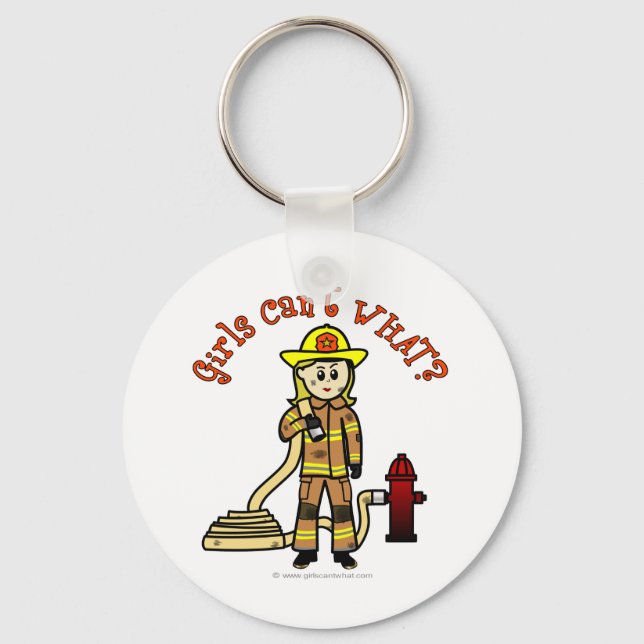 Blonde Firefighter Girl Keychain (Front)
