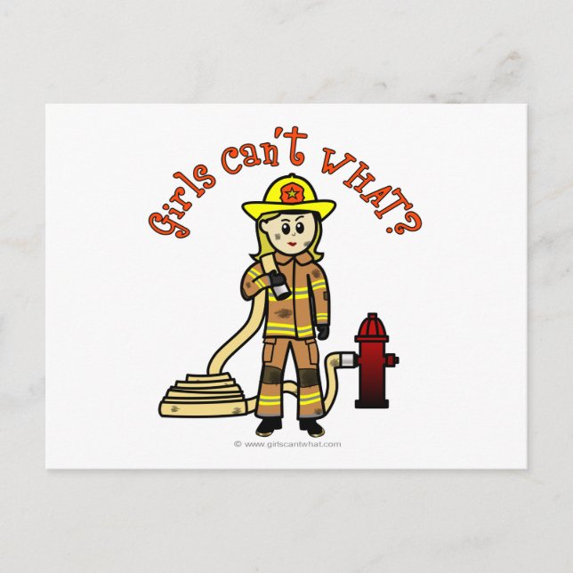 Blonde Firefighter Girl Postcard (Front)
