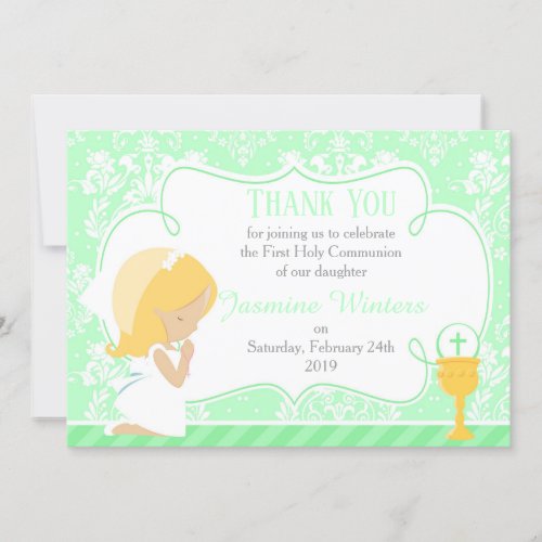 Blonde First Communion Thank You Card