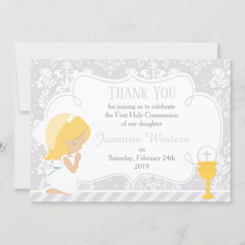 Blonde First Communion Thank You Card