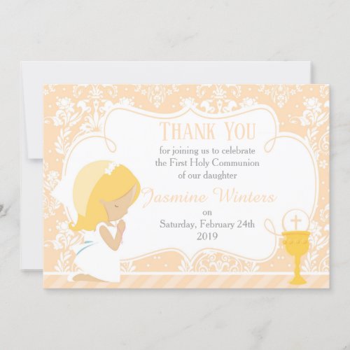 Blonde First Communion Thank You Card