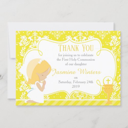 Blonde First Communion Thank You Card