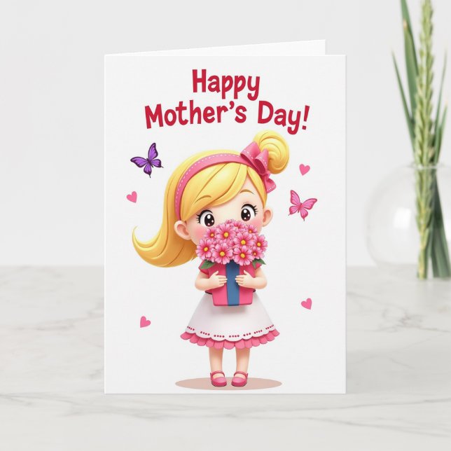 Blonde Floral Mothers Day Card (Front)