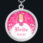 Blonde Fuchsia Wedding Bride's Necklace<br><div class="desc">Keepsake Necklaces Choose either Silver Plated Gold Finish or Sterling Silver Unique Personalized Custom !st Christmas Gift Wedding Keepsake Wedding Party Necklaces - to change background color - click customize - click edit - choose last tool in drop down menu and choose from one of the colors shown or enter...</div>