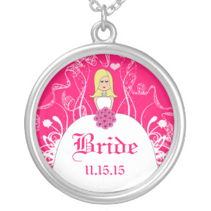 Blonde Fuchsia Wedding Bride's Necklace