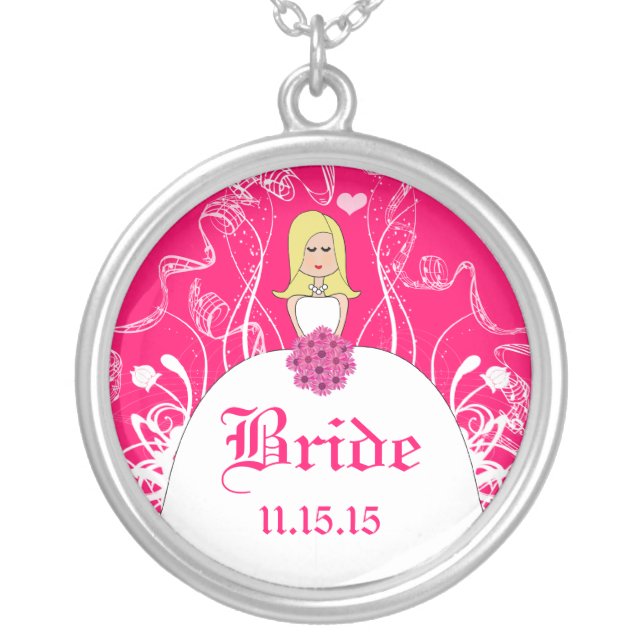 Blonde Fuchsia Wedding Bride's Necklace (Front)