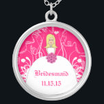 Blonde Fuchsia Wedding Bridesmaid Necklace<br><div class="desc">Bridesmaid Necklace Wedding Party Gifts Wedding Keepsake Wedding Party Necklaces - to change background color - click customize - click edit - choose last tool in drop down menu and choose from one of the colors shown or enter your rgb hex code for your custom wedding color- to change font...</div>