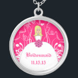 Blonde Fuchsia Wedding Bridesmaid Necklace<br><div class="desc">Bridesmaid Necklace Wedding Party Gifts Wedding Keepsake Wedding Party Necklaces - to change background color - click customize - click edit - choose last tool in drop down menu and choose from one of the colors shown or enter your rgb hex code for your custom wedding color- to change font...</div>