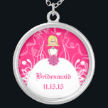 Blonde Fuchsia Wedding Bridesmaid Necklace<br><div class="desc">Keepsake Necklaces Choose either Silver Plated Gold Finish or Sterling Silver Unique Personalized Custom !st Christmas Gift Wedding Keepsake Wedding Party Necklaces - to change background color - click customize - click edit - choose last tool in drop down menu and choose from one of the colors shown or enter...</div>