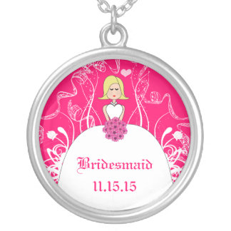 Blonde Fuchsia Wedding Bridesmaid Necklace