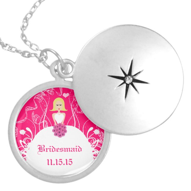 Blonde Fuchsia Wedding Bridesmaid Necklace (Front)