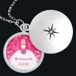 Blonde Fuchsia Wedding Bridesmaid Necklace<br><div class="desc">Keepsake Necklaces Choose either Silver Plated Gold Finish or Sterling Silver Unique Personalized Custom Wedding Keepsake Wedding Party Necklaces - to change background color - click customize - click edit - choose last tool in drop down menu and choose from one of the colors shown or enter your rgb hex...</div>