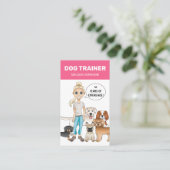 Blonde Girl And Dogs Personalizable Dog Trainer Business Card (Standing Front)