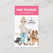 Blonde Girl And Dogs Personalizable Dog Trainer Business Card (Front)