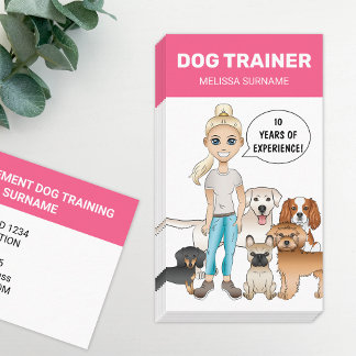 Blonde Girl And Dogs Personalizable Dog Trainer Business Card