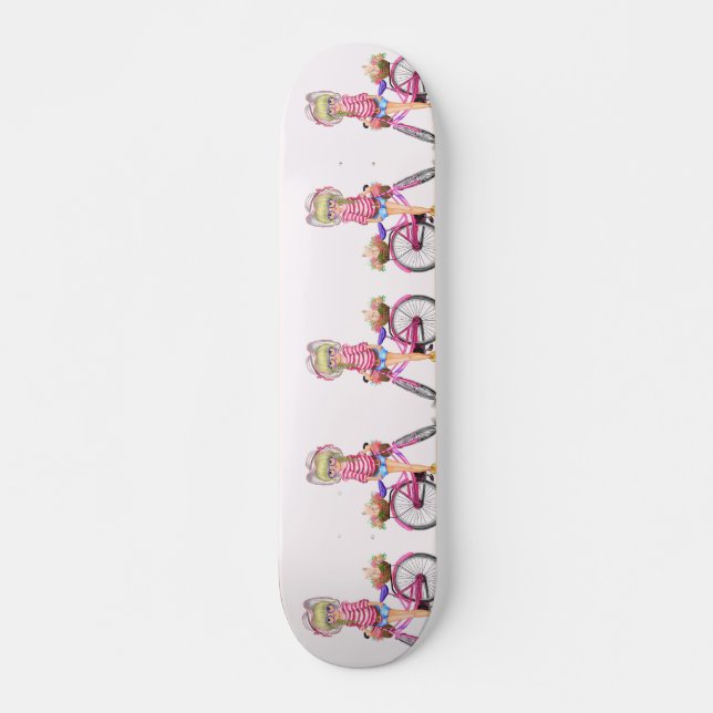 Blonde Girl and Pink Bike Skateboard Gift (Front)