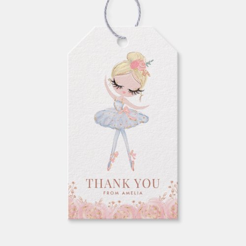 Blonde Girl Ballerina in White Dress Birthday Gift Tags