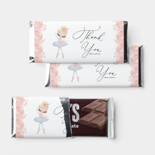 Blonde Girl Ballerina in White Dress Birthday Hershey Bar Favors