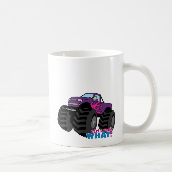 Blonde Girl Driving Purple Monster Truck Mug