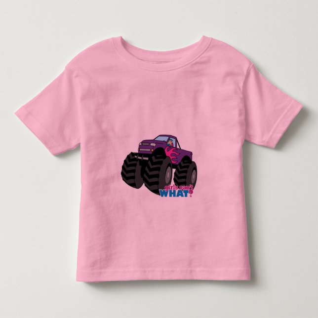 Blonde Girl Driving Purple Monster Truck Toddler T-shirt (Front)