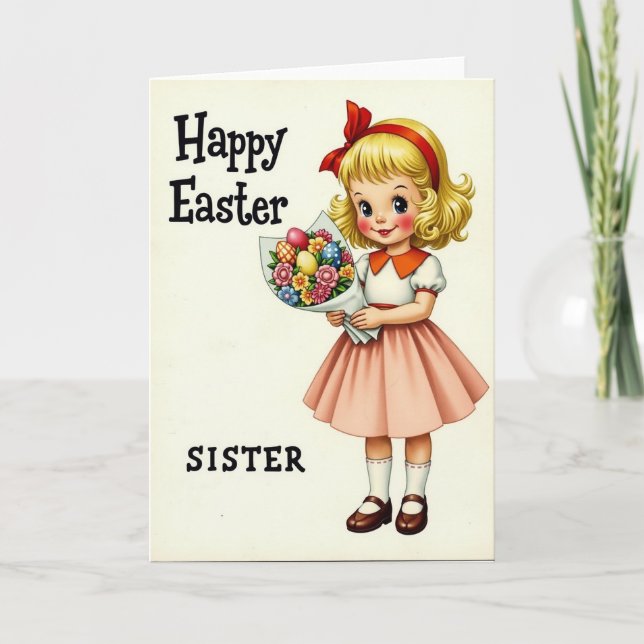 Blonde Girl Easter Sister Card (Front)