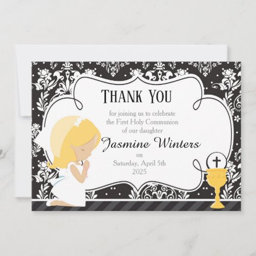Blonde Girl First Communion Damask