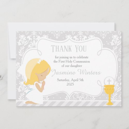 Blonde Girl First Communion Damask