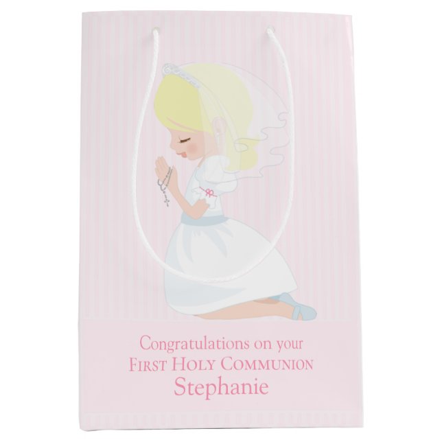 Blonde Girl First Communion Gift Bag (Front)