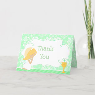 Blonde Girl First Communion  'Thank You' Letterpress Thank You Card