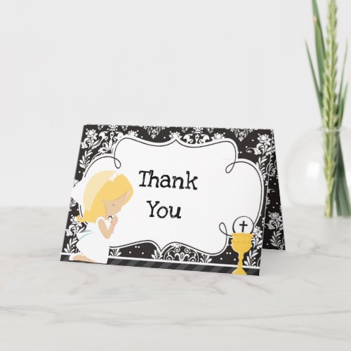 Blonde Girl First Communion  Thank You Thank You Card