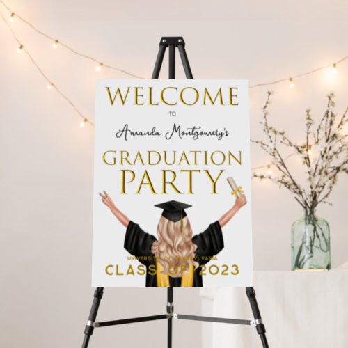 Blonde Girl Graduation Welcome Sign