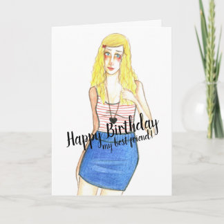 Blonde Girl Happy Birthday Best Friend Card