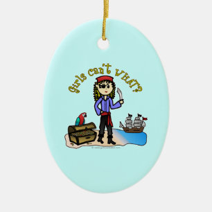 Blonde Girl Pirate Ceramic Ornament
