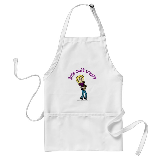 Blonde Girl Playing Saxophone Adult Apron (Front)